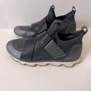 Sorel Kinetic Sneakers Women Size 9.5 Slip On Platform Black Tan Casual Comfy